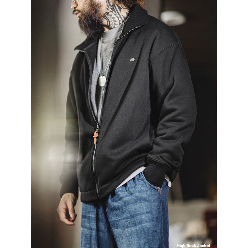 Fleece-lined high-neck tennis jacket