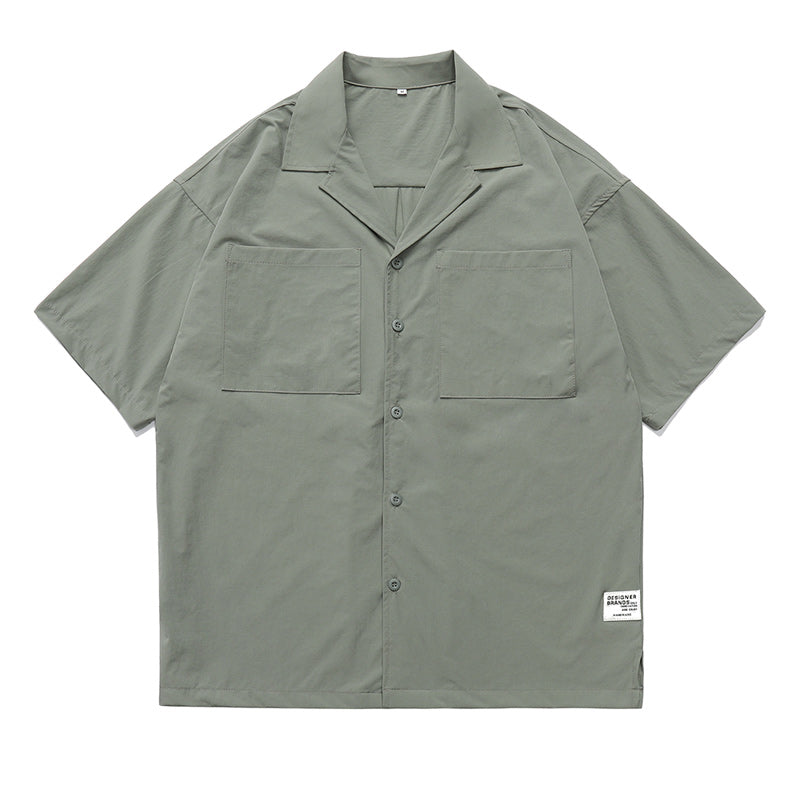 Classic plain Cuban color work short sleeve shirt