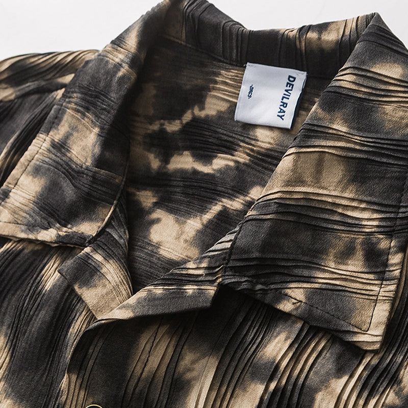 New summer color combination leopard print short sleeve shirt