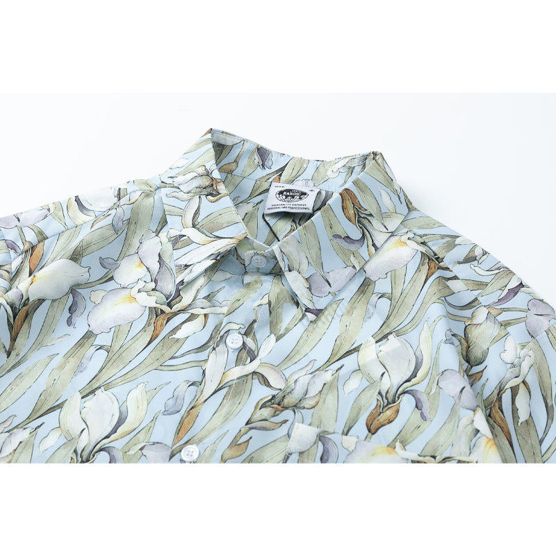 Vintage floral print aloha short-sleeved shirt