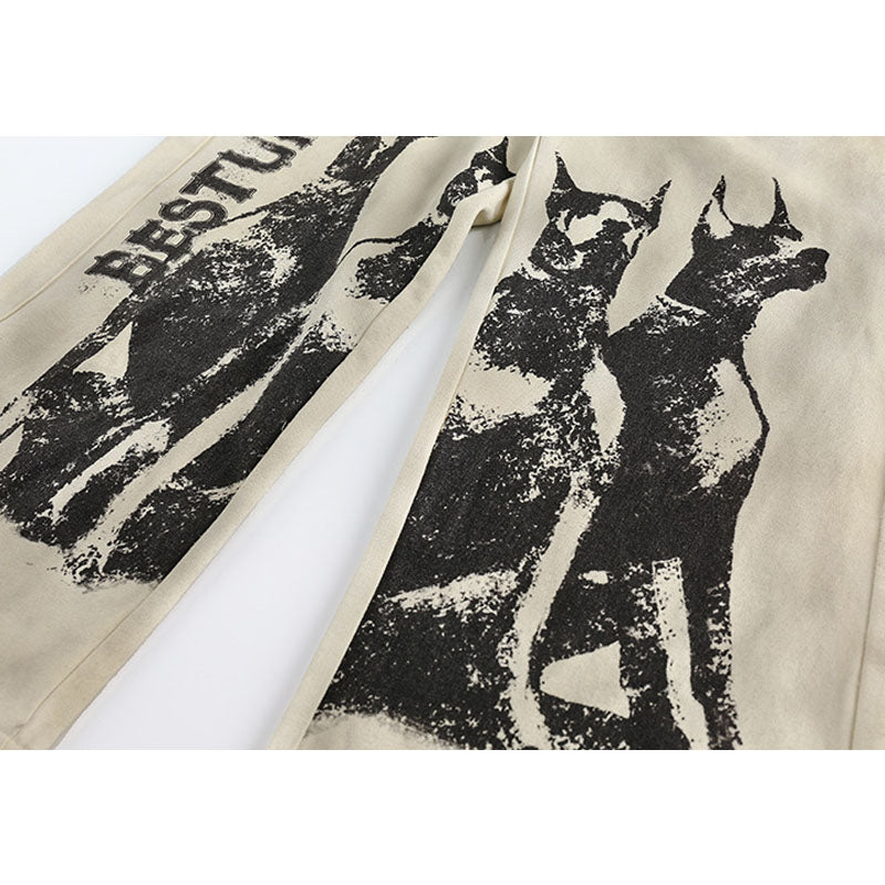 Graffiti Doberman Washed Pants