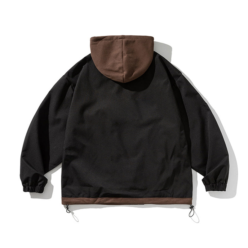 Hooded layered loose casual American casual jacket