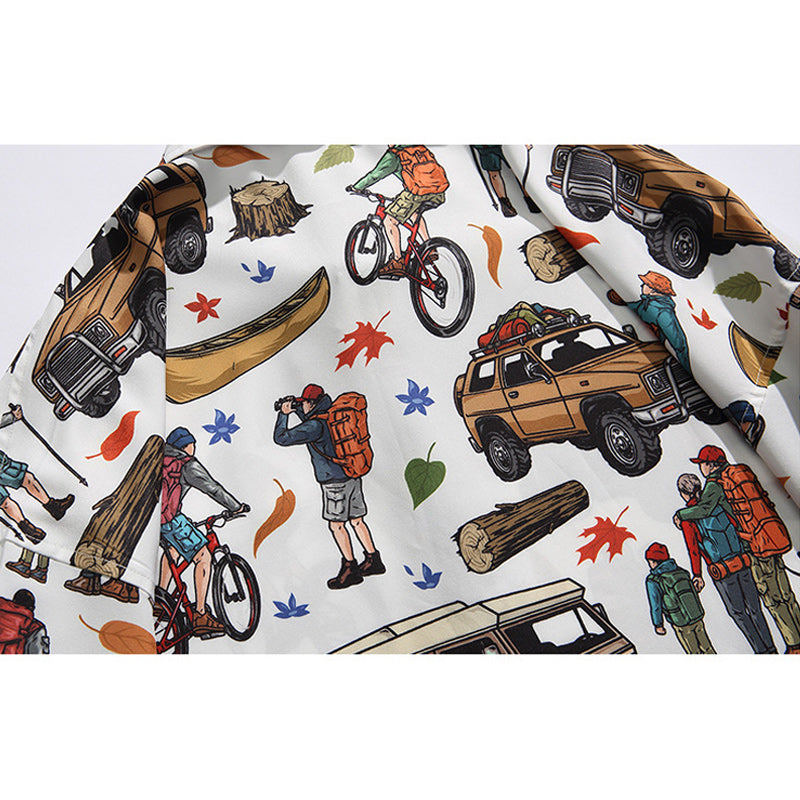 "Traveler" Print Aloha Shirt