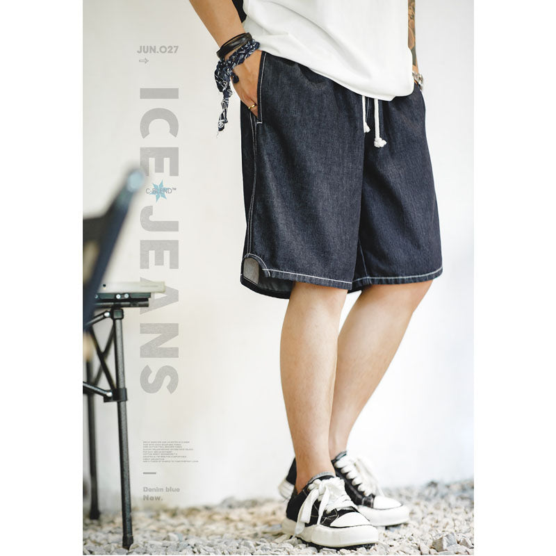 Cool-to-the-touch "C-Blend" denim easy shorts