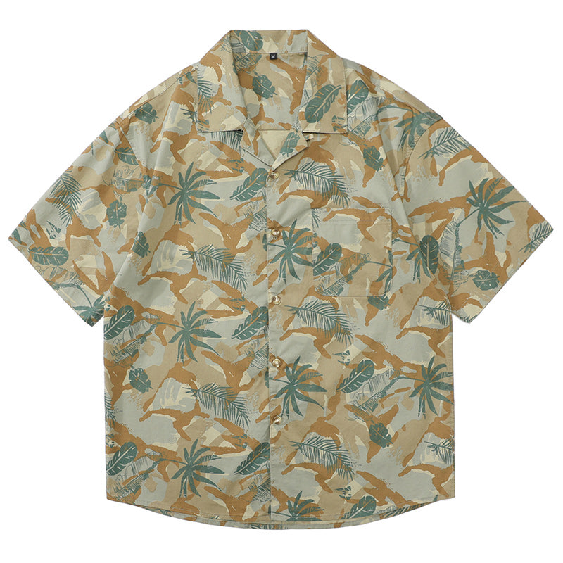 Retro all-over print aloha short-sleeved shirt