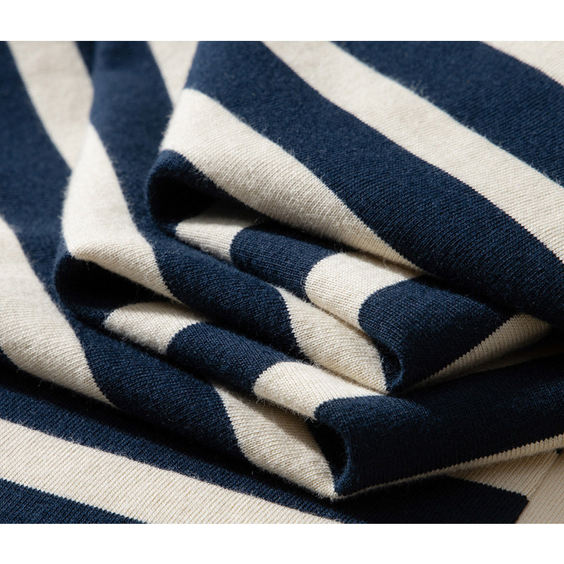 Striped Henley neck long sleeve tee