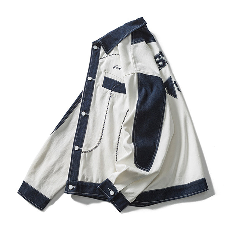 Denim switch embroidered American casual jacket