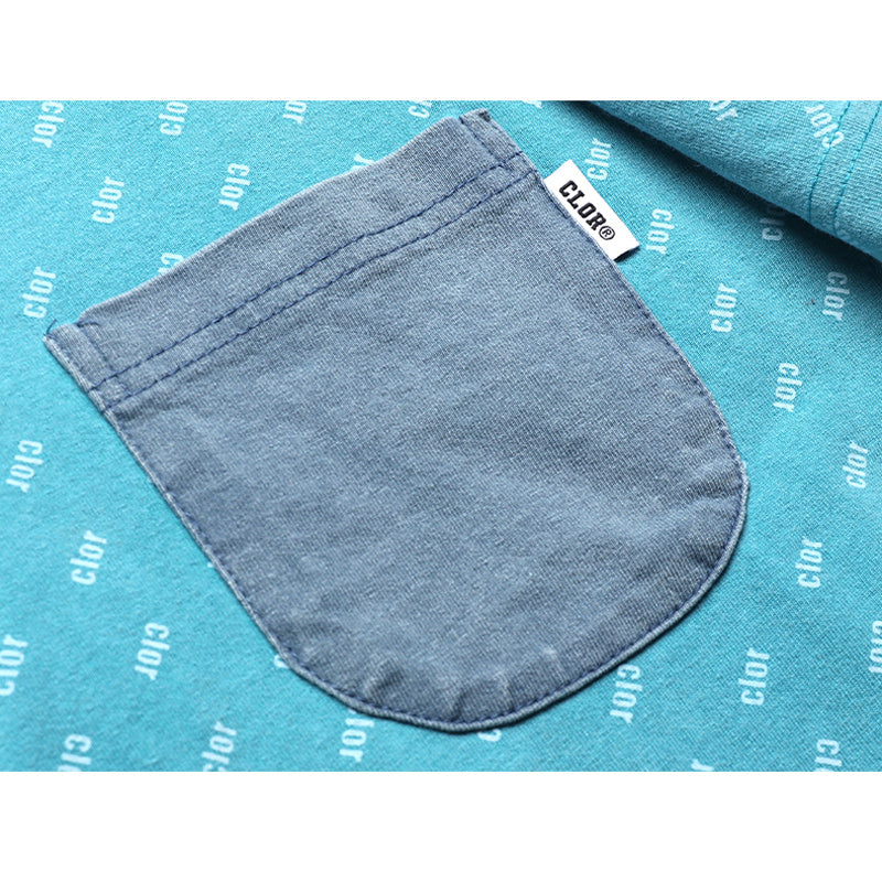 Color-coordinated pocket print casual short-sleeved t-shirt