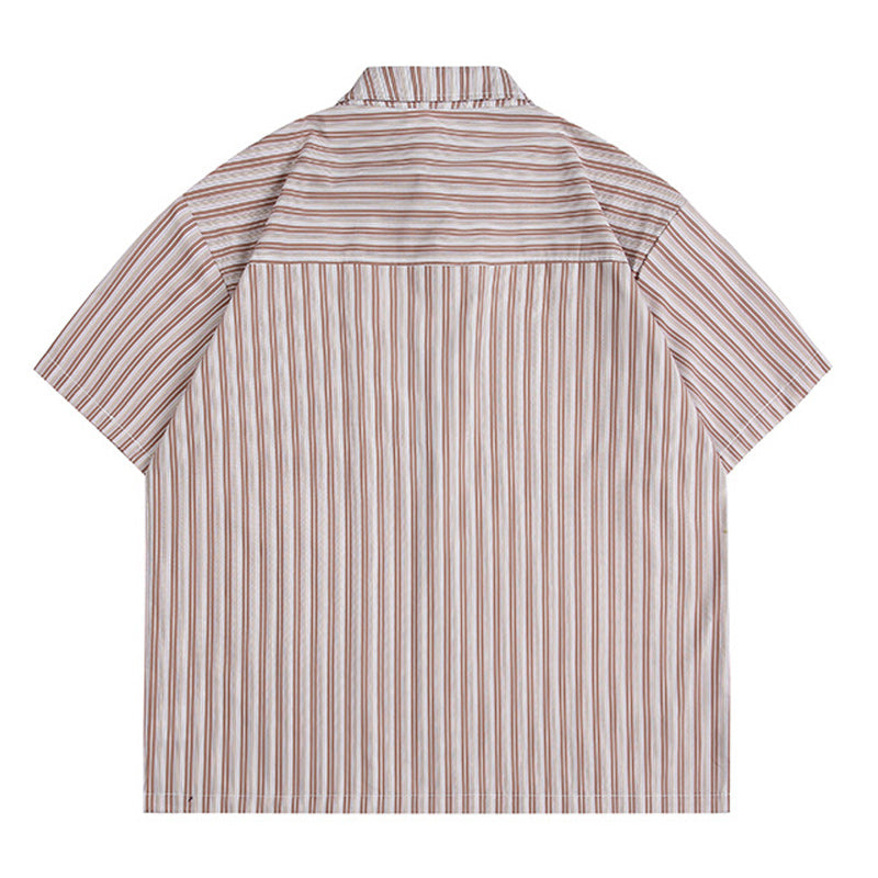 Classic striped work short-sleeved shirt