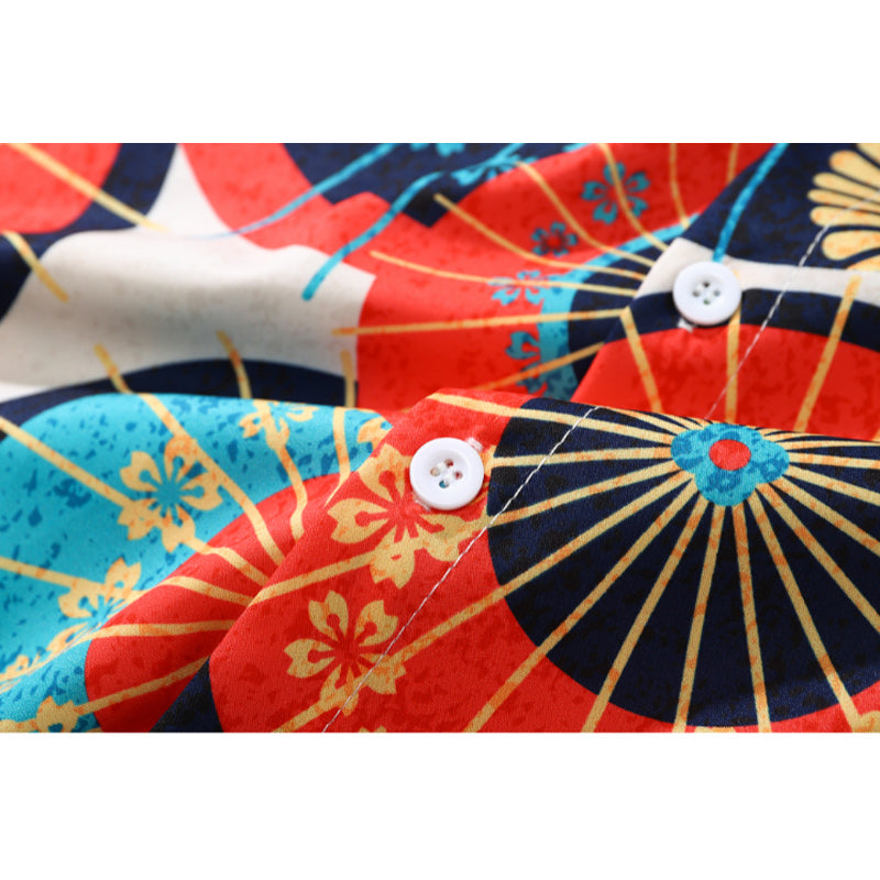 Autumn long-sleeved traditional print shirt
