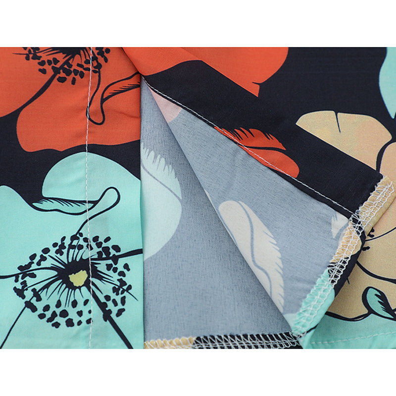 New summer color combination floral print short sleeve shirt