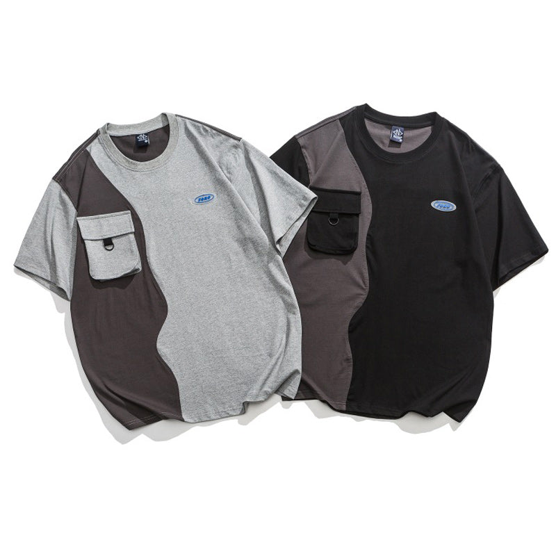 Switch pocket color combination short sleeve T-shirt