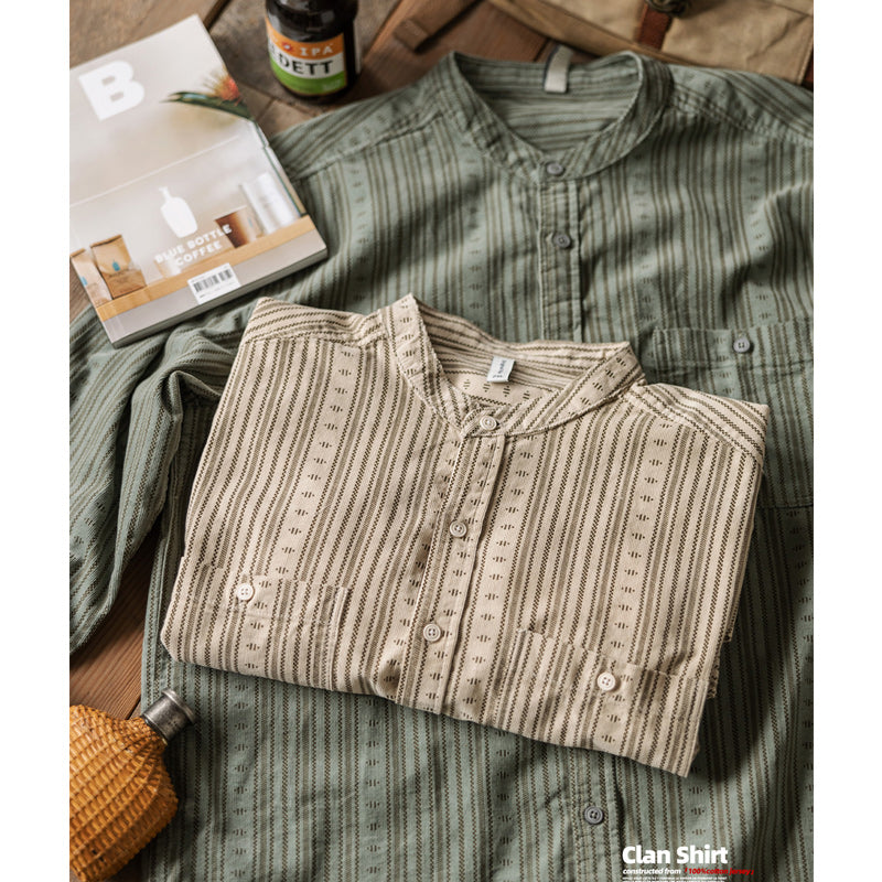 Ethnic Stripe Corduroy Henley Shirt