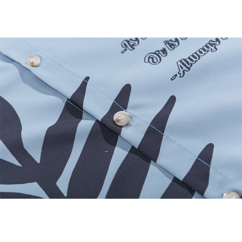 Animal and plant print short-sleeved shirt