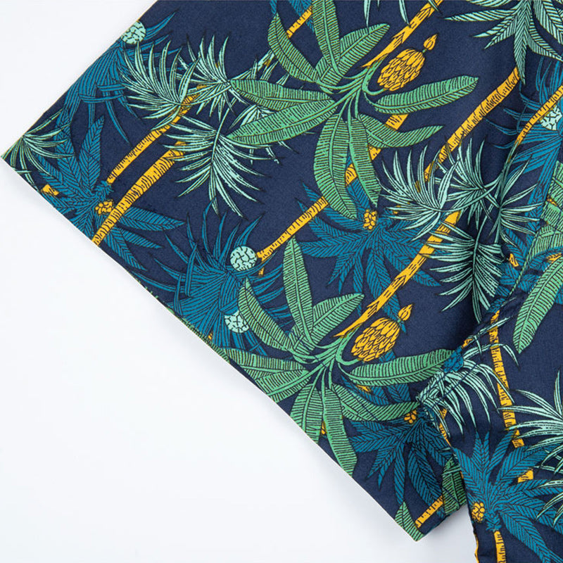 Hawaii Cuban Collar Short Sleeve Coconut Plantain Aloha Shirt