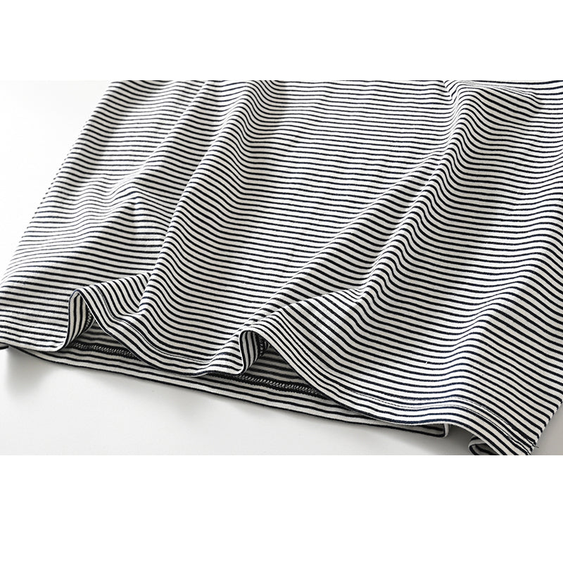 New for summer: Washed cotton striped short-sleeved T-shirt