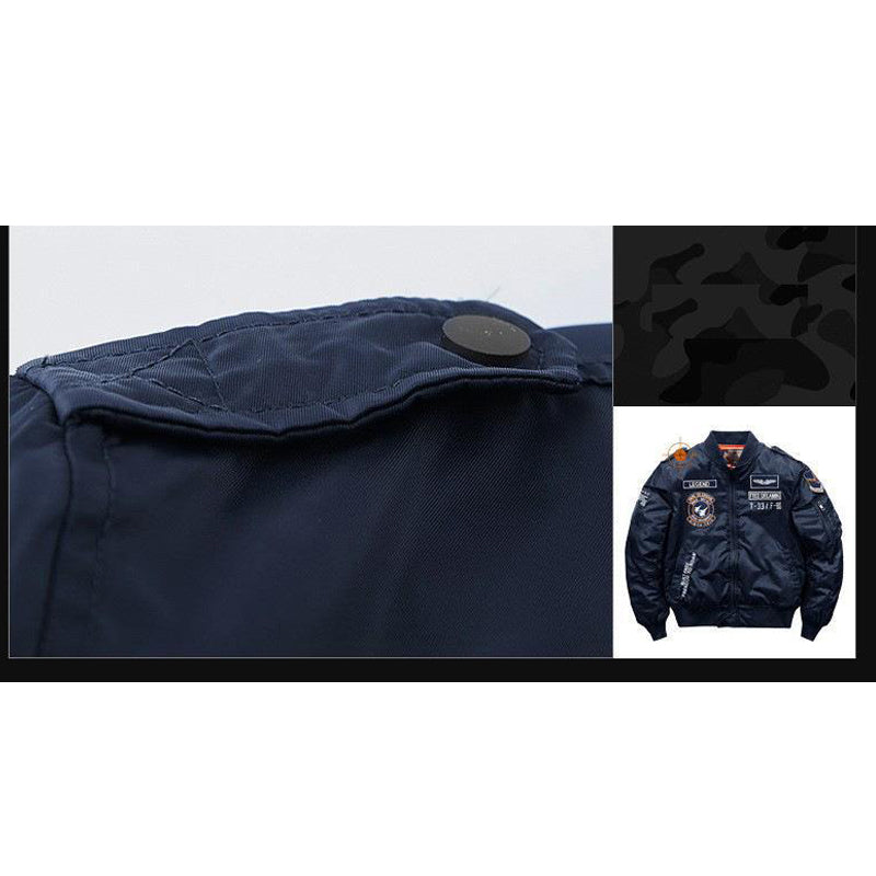 Printed Alphabet Thick Warm Padded Stand Collar Jacket