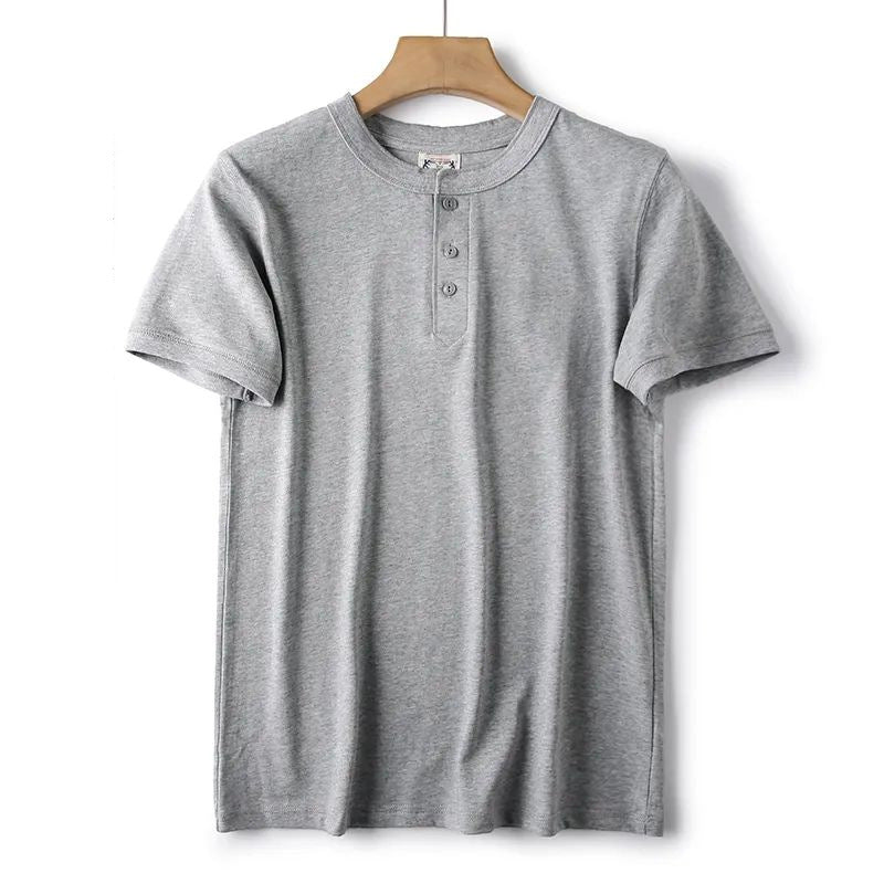 夏新作260g無地5COLORアメカジ ヘンリーネック Tシャツ