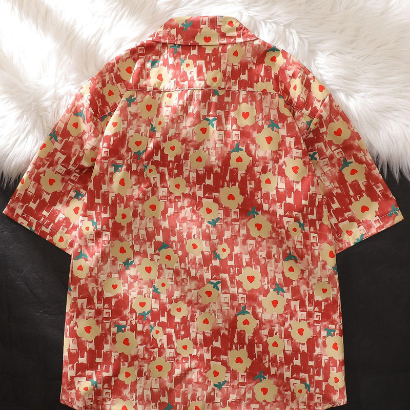 New Summer Floral Print Short Sleeve Shirt
