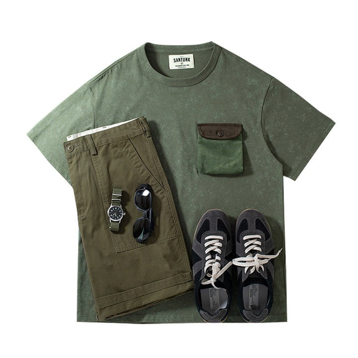 Heavyweight Washed Wax-Dyed Pocket Tee