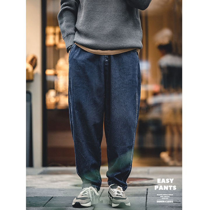 Denim wide tapered easy pants