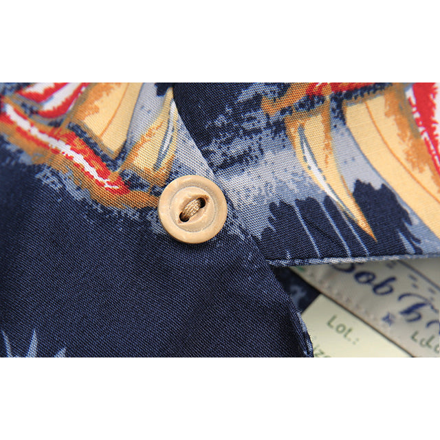 Cuban Color Island Trip Yacht Pattern Aloha Shirt