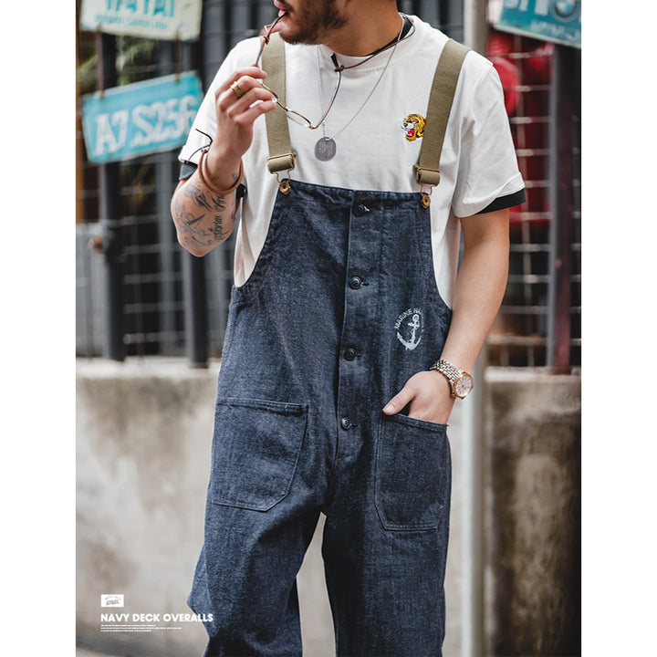American Retro Navy Deck Overalls Denim