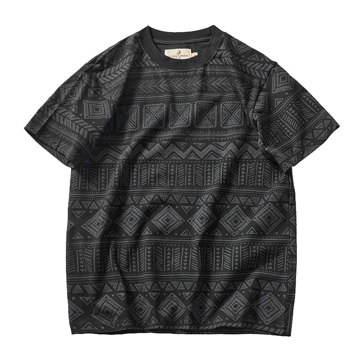 Ethnic style geometric print T-shirt
