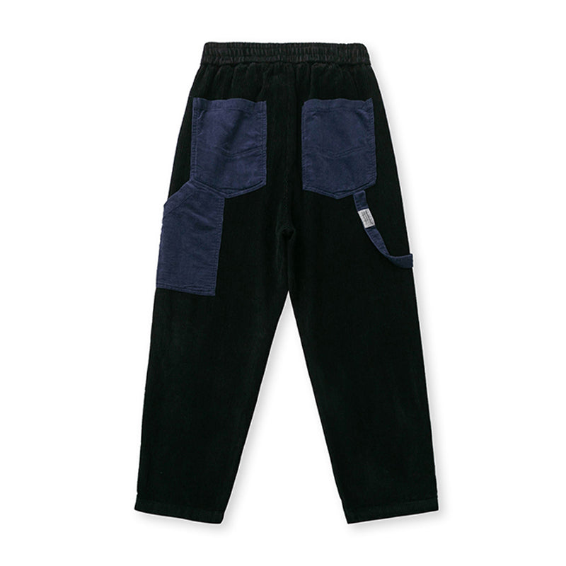 Color-block pocket corduroy slacks