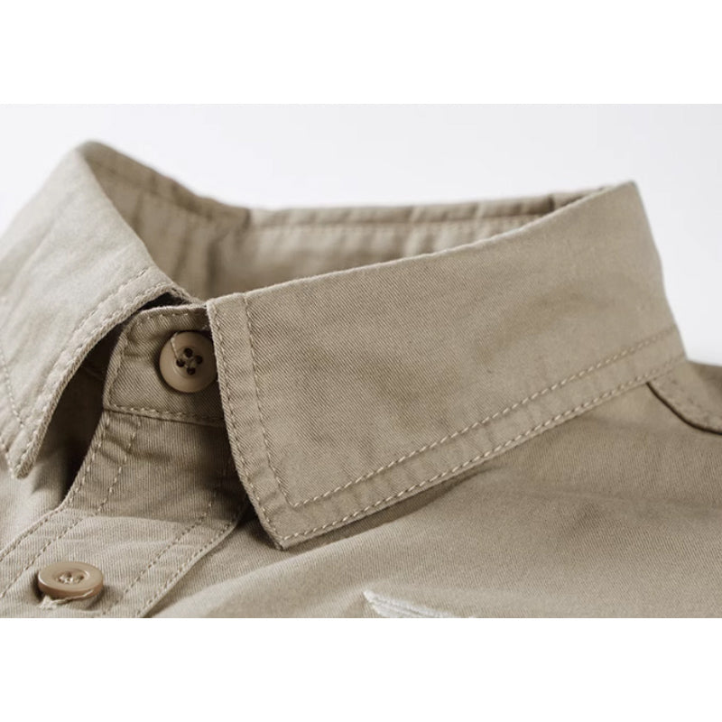 New Spring American Casual Embroidered Long Sleeve Shirt