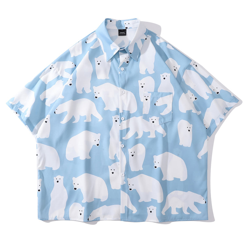 New summer polar bear print short sleeve shirt