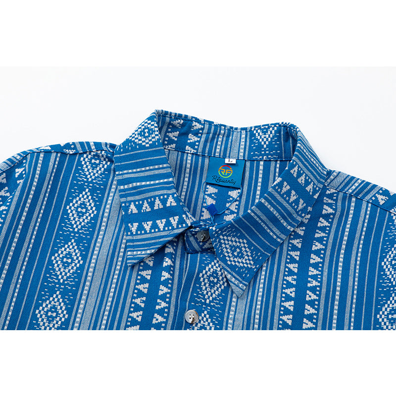 New summer geometric ethnic style short sleeve shirt