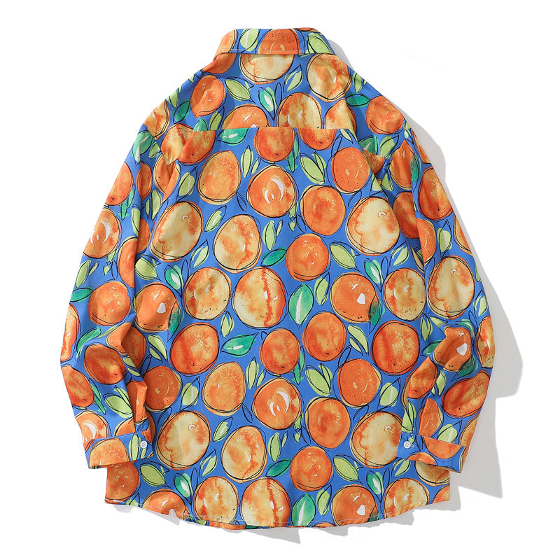 Autumn Fruit Print Long Sleeve Shirt