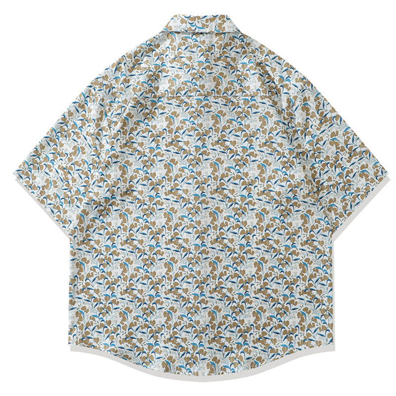New fresh floral print aloha short sleeve shirt