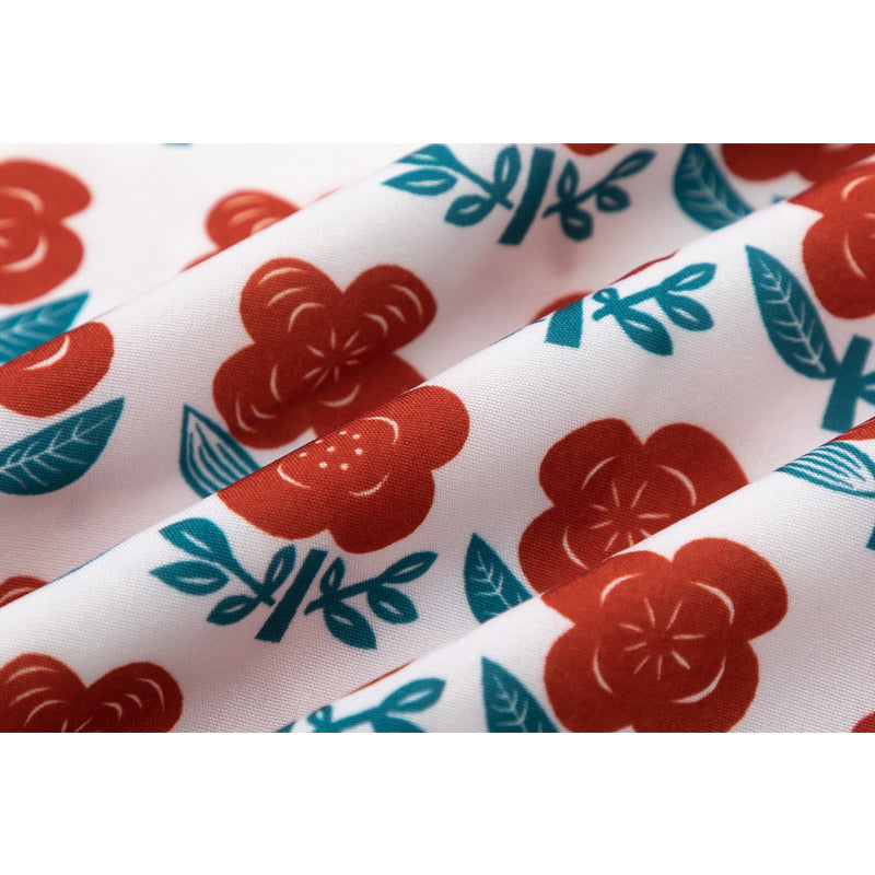 Full-bloom red flower print short-sleeved Hawaiian shirt