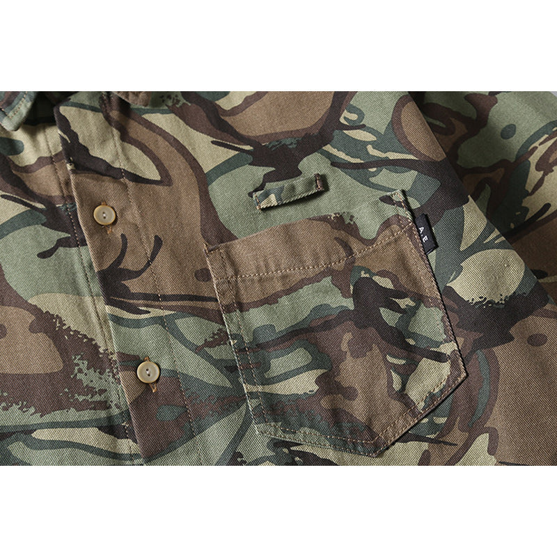 Military camouflage twill work shirt