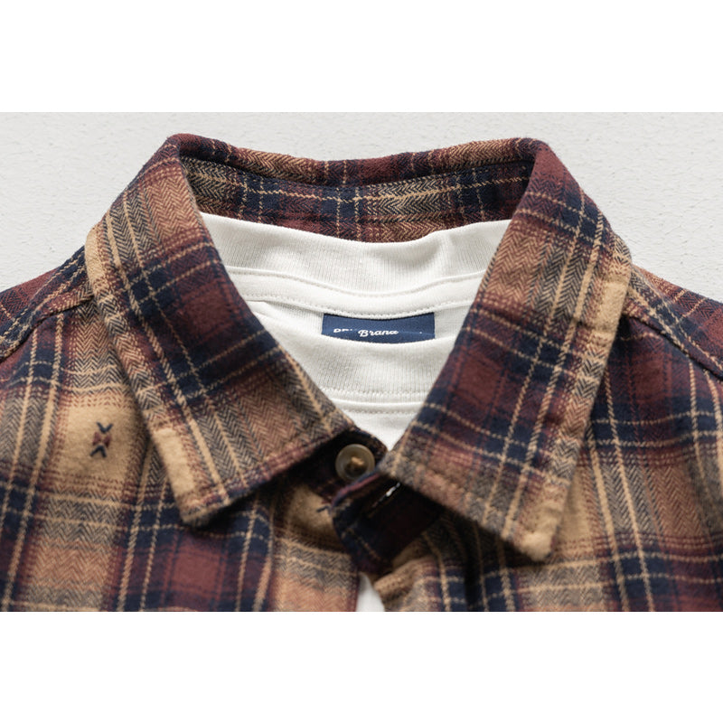Classic check pattern short-sleeved shirt