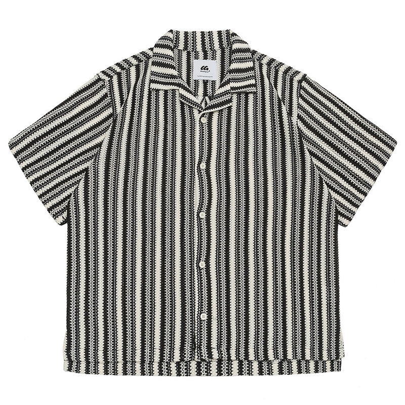 New summer bar neck striped short sleeve shirt