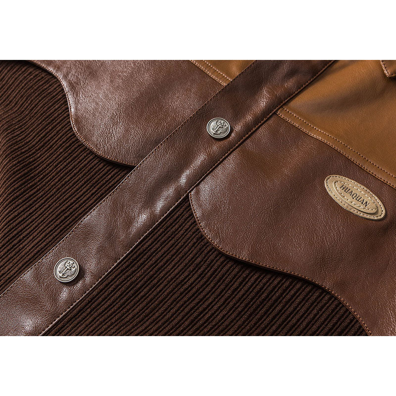 Corduroy embroidered shirt collar jacket