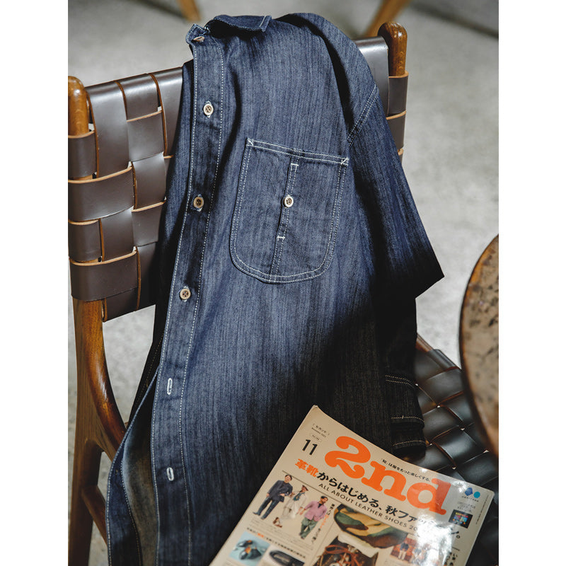 Denim work shirt with large "U" pocket