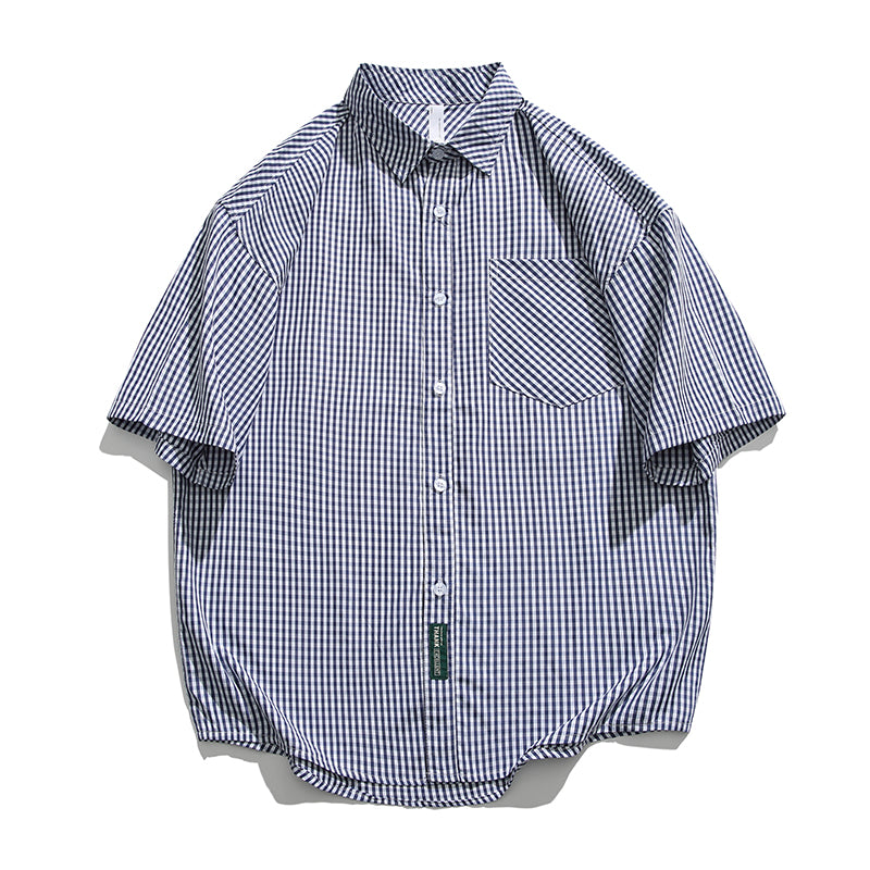 Classic check pattern short-sleeved shirt