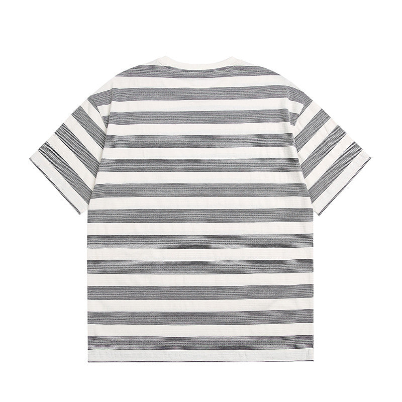 Striped BF-style couple casual short T-shirt