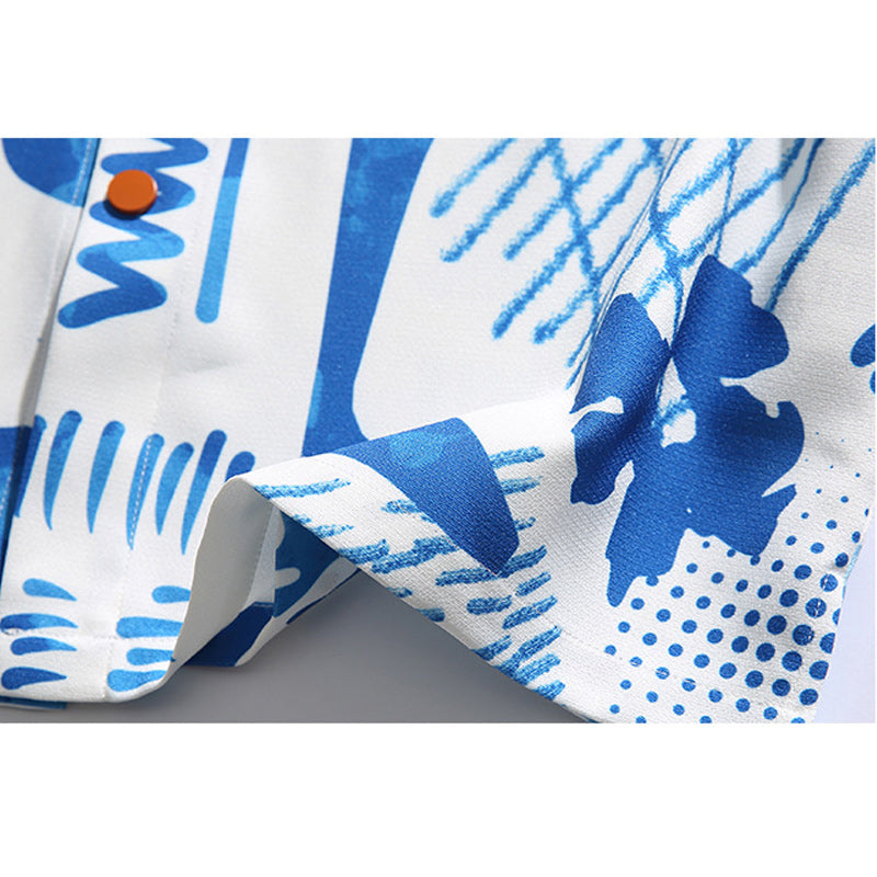 Refreshing all-over print aloha short-sleeved shirt