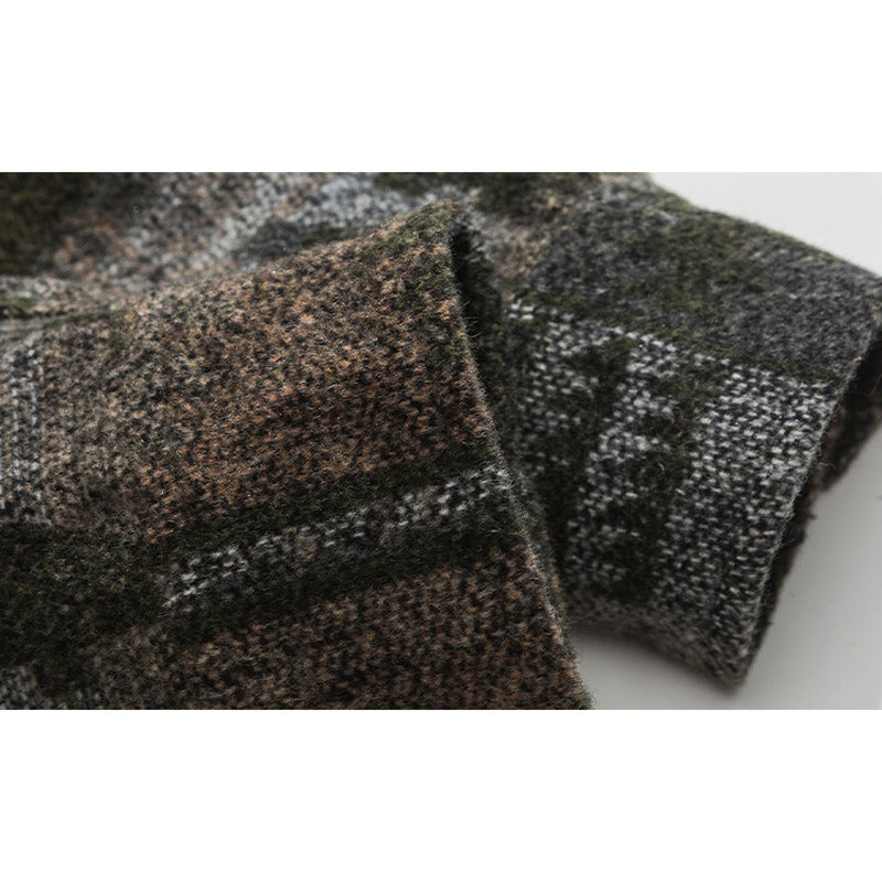 Ethnic NAVAJO all-over print wool blend tweed overshirt
