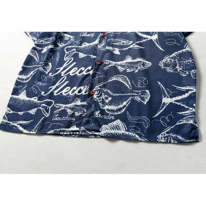Retro "fish" all-over print aloha shirt