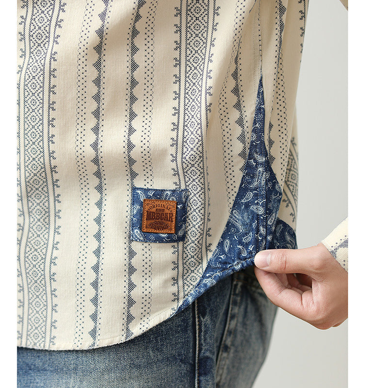 New Spring Ethnic Navajo Cashew Nut Long Sleeve Shirt