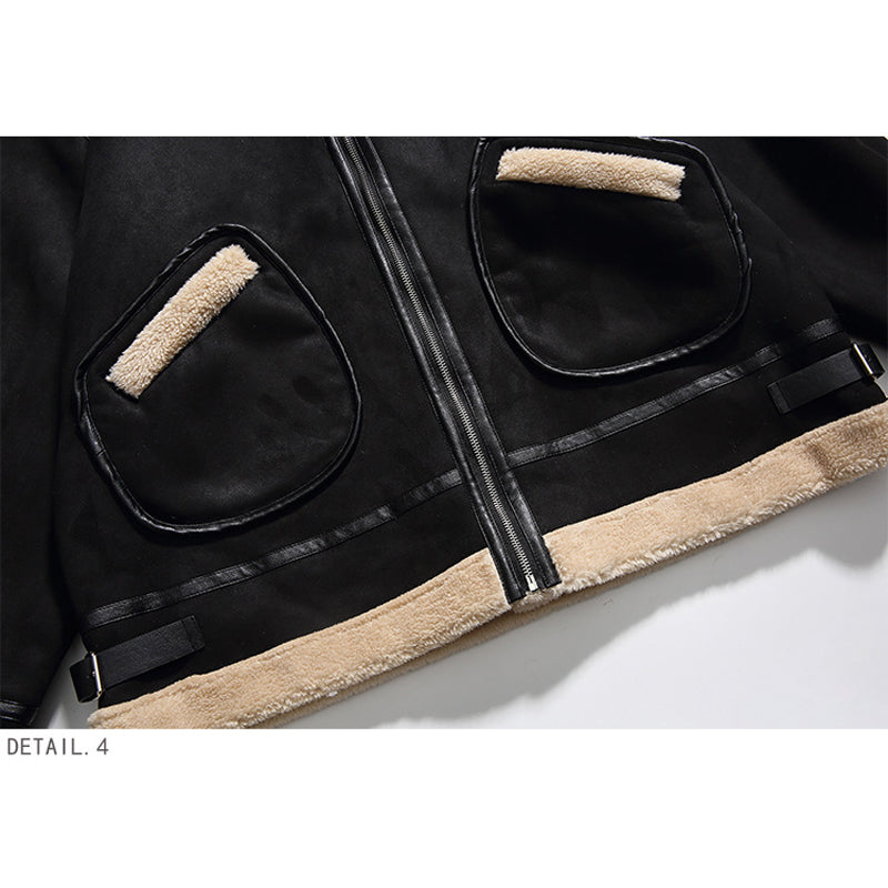 Casual lambswool mixed-color stand-collar down jacket
