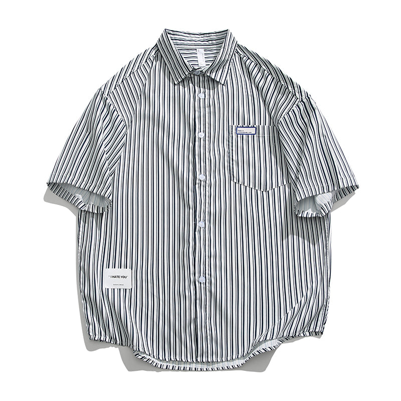 Classic striped pocket work shirt