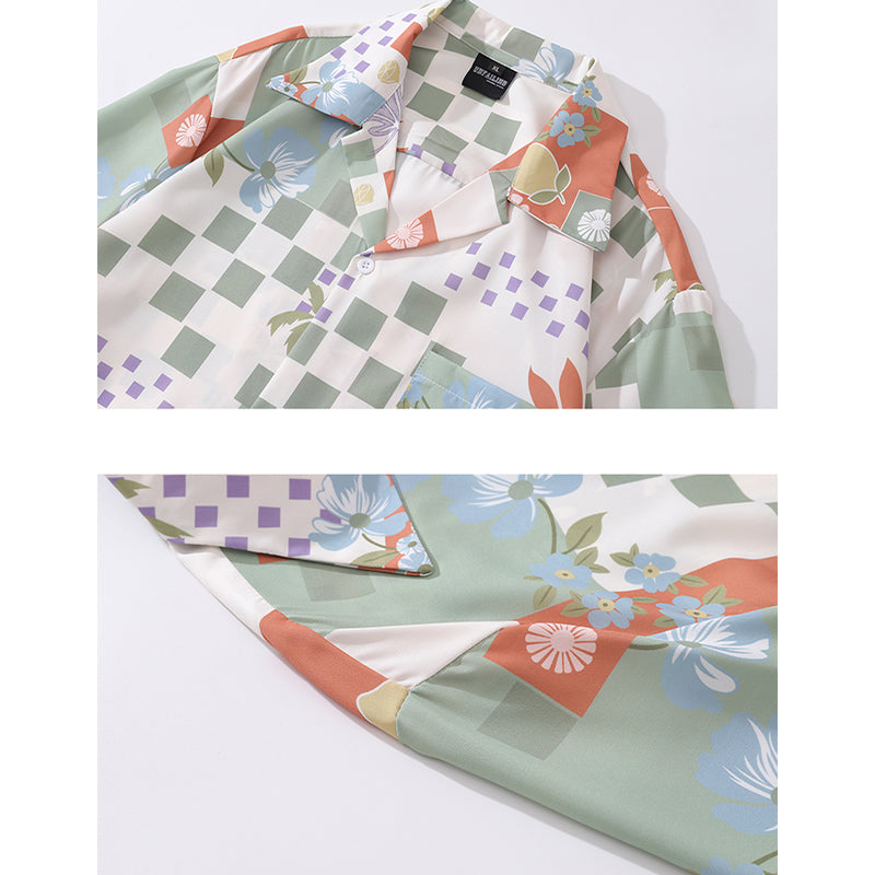 New summer geometric print short sleeve shirt