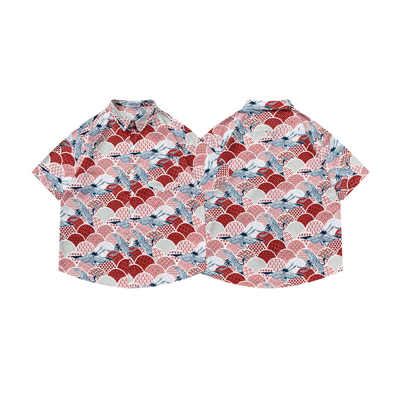Traditional print all-over aloha short-sleeved shirt